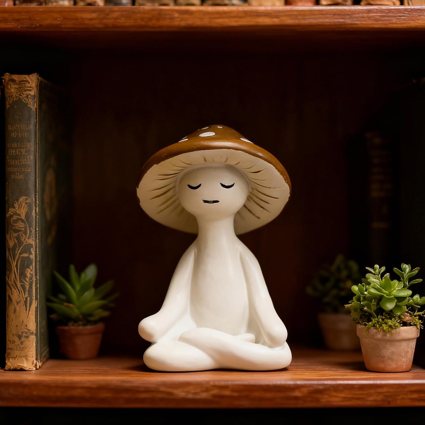 Meditation Mushroom Statue-Meditation Mushroom Resin Statue for Desk Living Room Resin Figurine