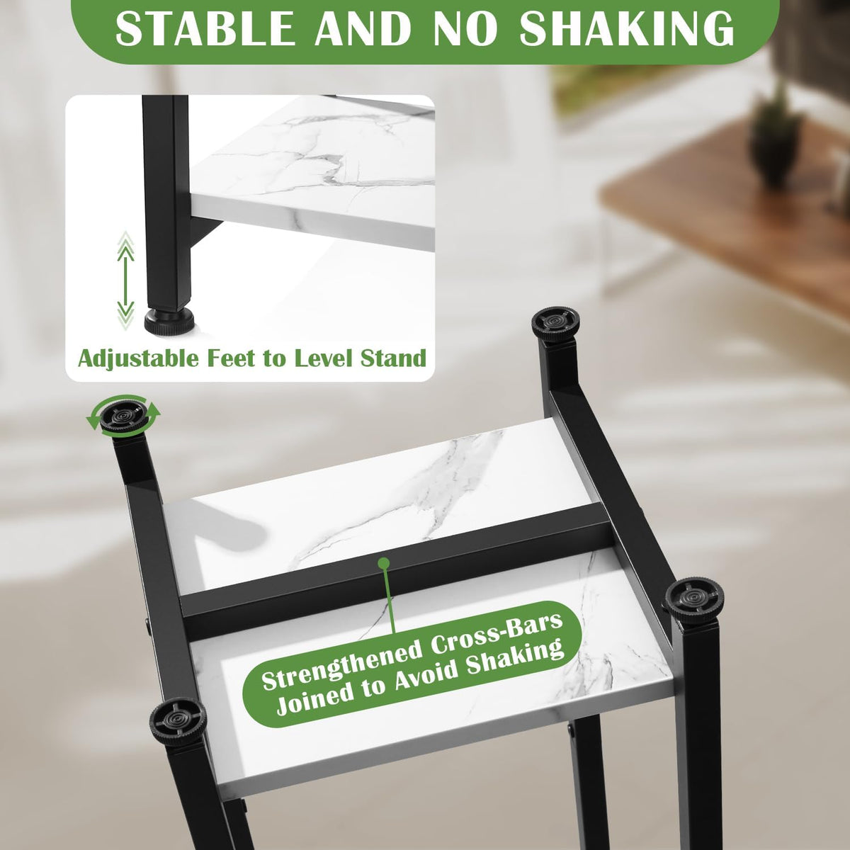 Dipion 40 Inch Tall Plant Stand Indoor,2 Tier Pedestal Stand,Marble White | Rock-Solid Stability,Adjustable