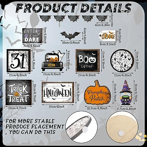 FairySandy 14 Pcs Halloween Tiered Tray Decor Set, Ghost Wood Table Signs