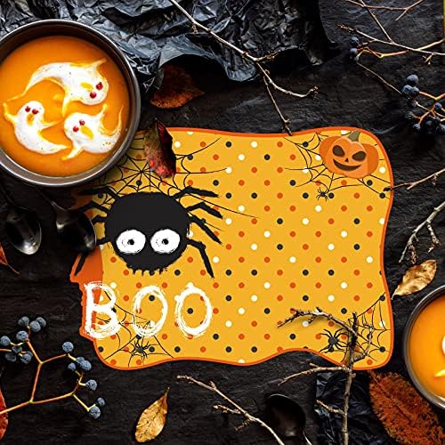MCEAST 6 Pack Halloween Plastic Placemats Pumpkin Spider Ghost Table Mats