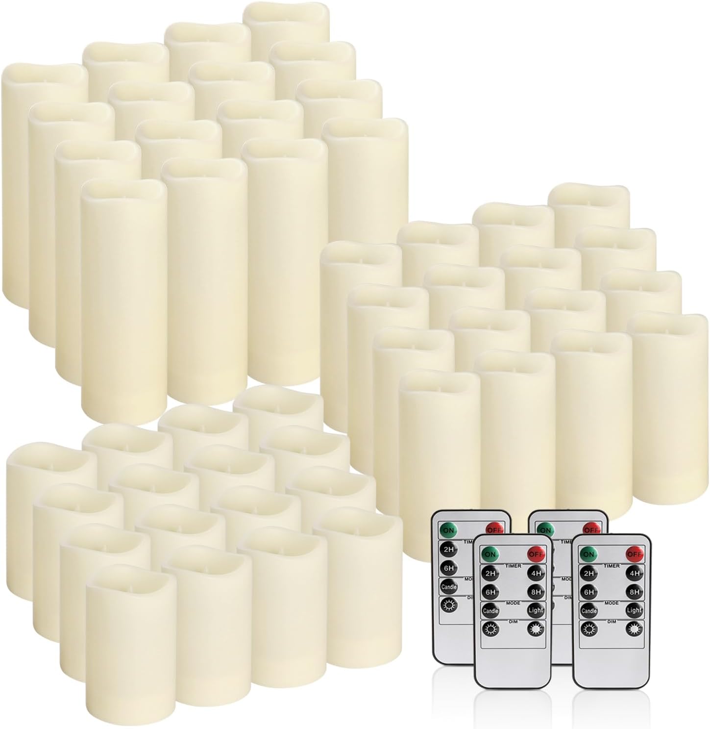 48- Pack of 3 Sizes of LED Flameless Candles.This Candle is Suitable for café, Fancy Restaurant, Bookstore and Other