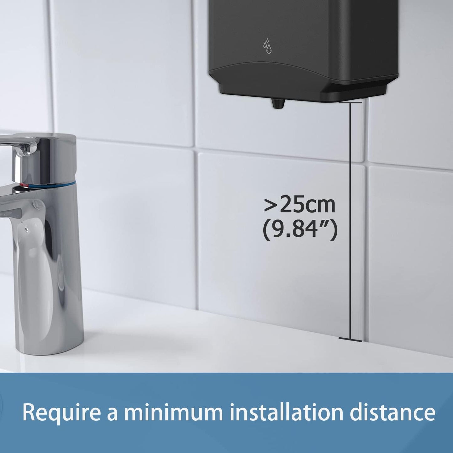 AIKE Heavy Duty Automatic Soap Dispenser,37oz for Bathroom,Matteblack Steel | 5-Level and Savety Key for