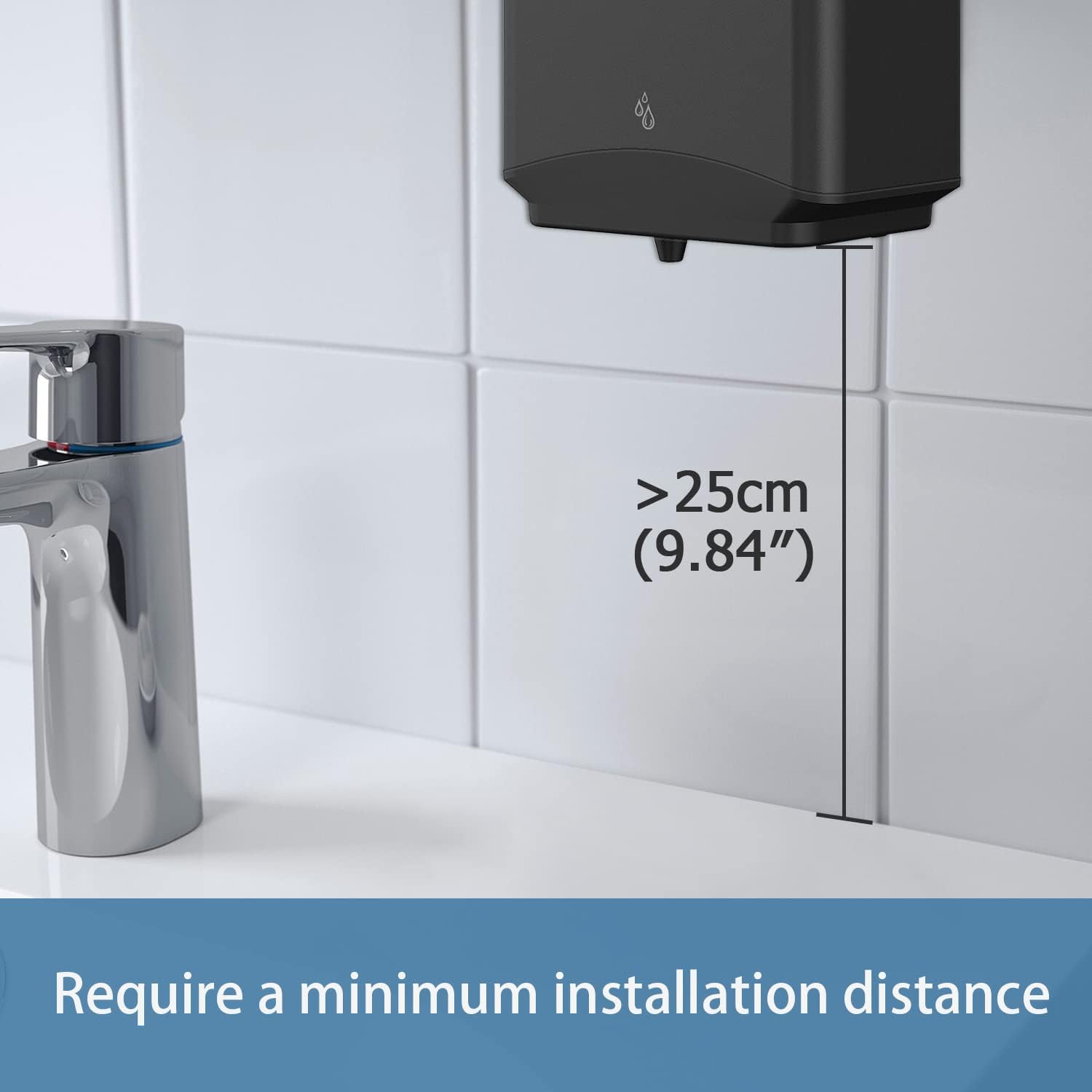 AIKE Heavy Duty Automatic Soap Dispenser,37oz for Bathroom,Matteblack Steel | 5-Level and Savety Key for