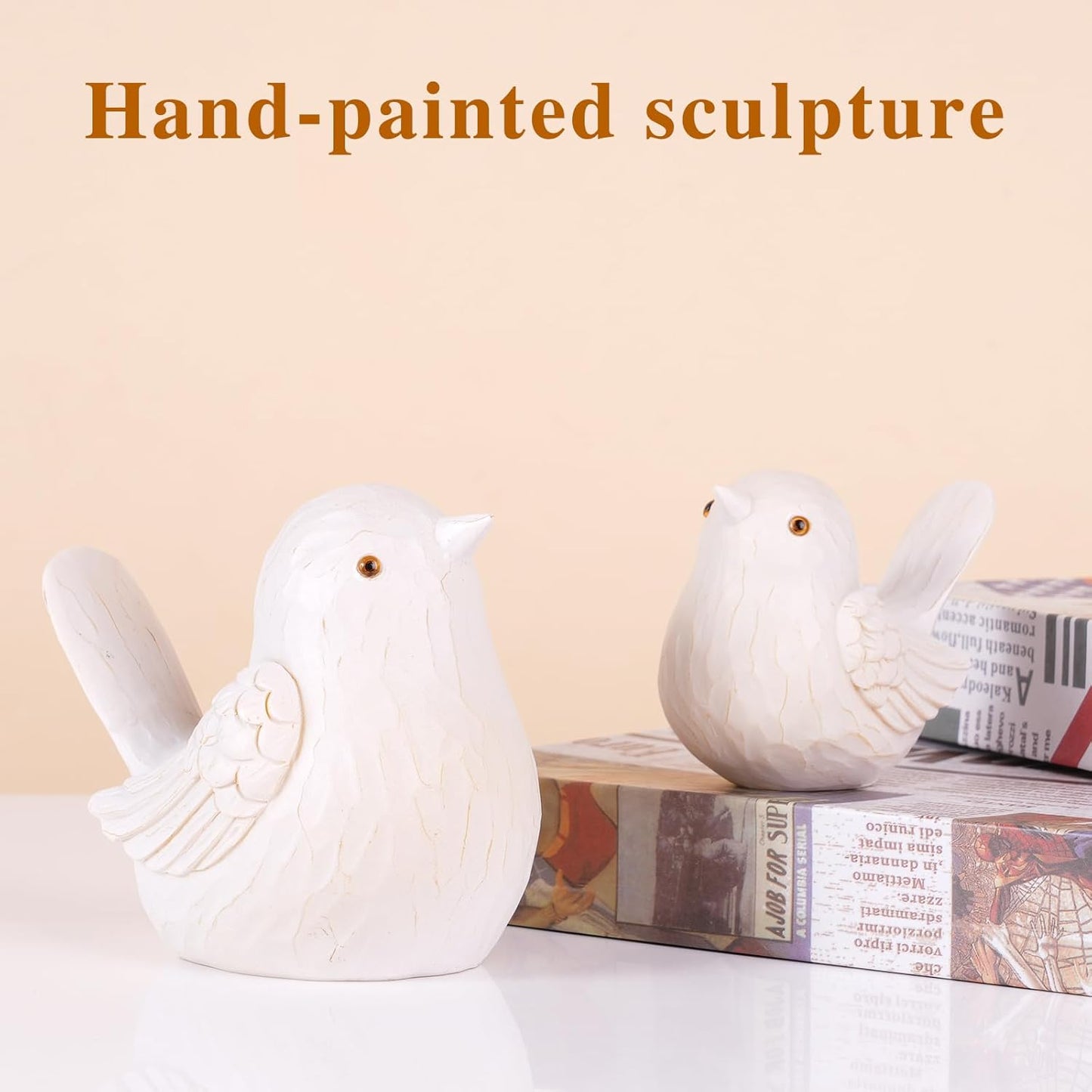 Birds Figurines / Resin Bird Statues Home Decor / 1B & 1S / White