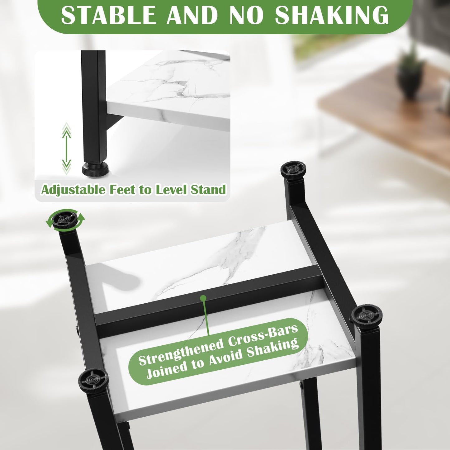 Dipion 31 Inch Tall Plant Stand Indoor,2 Tier Pedestal Stand,Marble White | Rock-Solid Stability,Adjustable