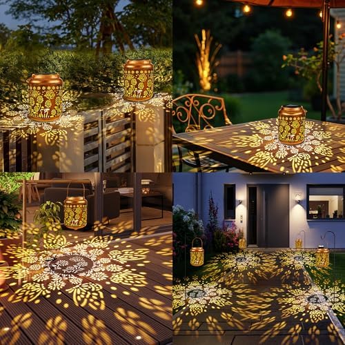 Brizled Butterfly Solar Lantern Lights 2 Pack, Warm White Christmas/Birthday Gift for Women Mom Grandma, Waterproof Hanging Solar Butterfly Lights, LED Lanterns for Garden Patio Path Tabletop Decor