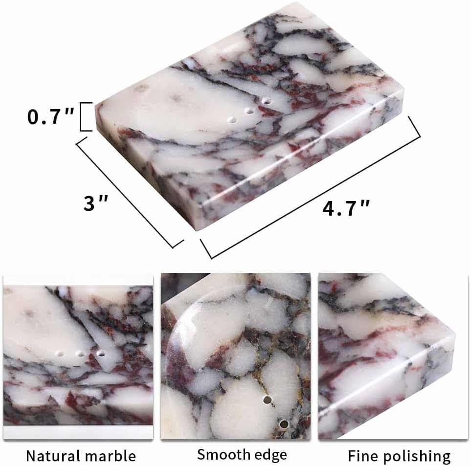 Marble Soap Dish Tray Marble Soap Holder Trinket Plate / Calacatta-viola / 4.7"L x 3.1"W / Natural