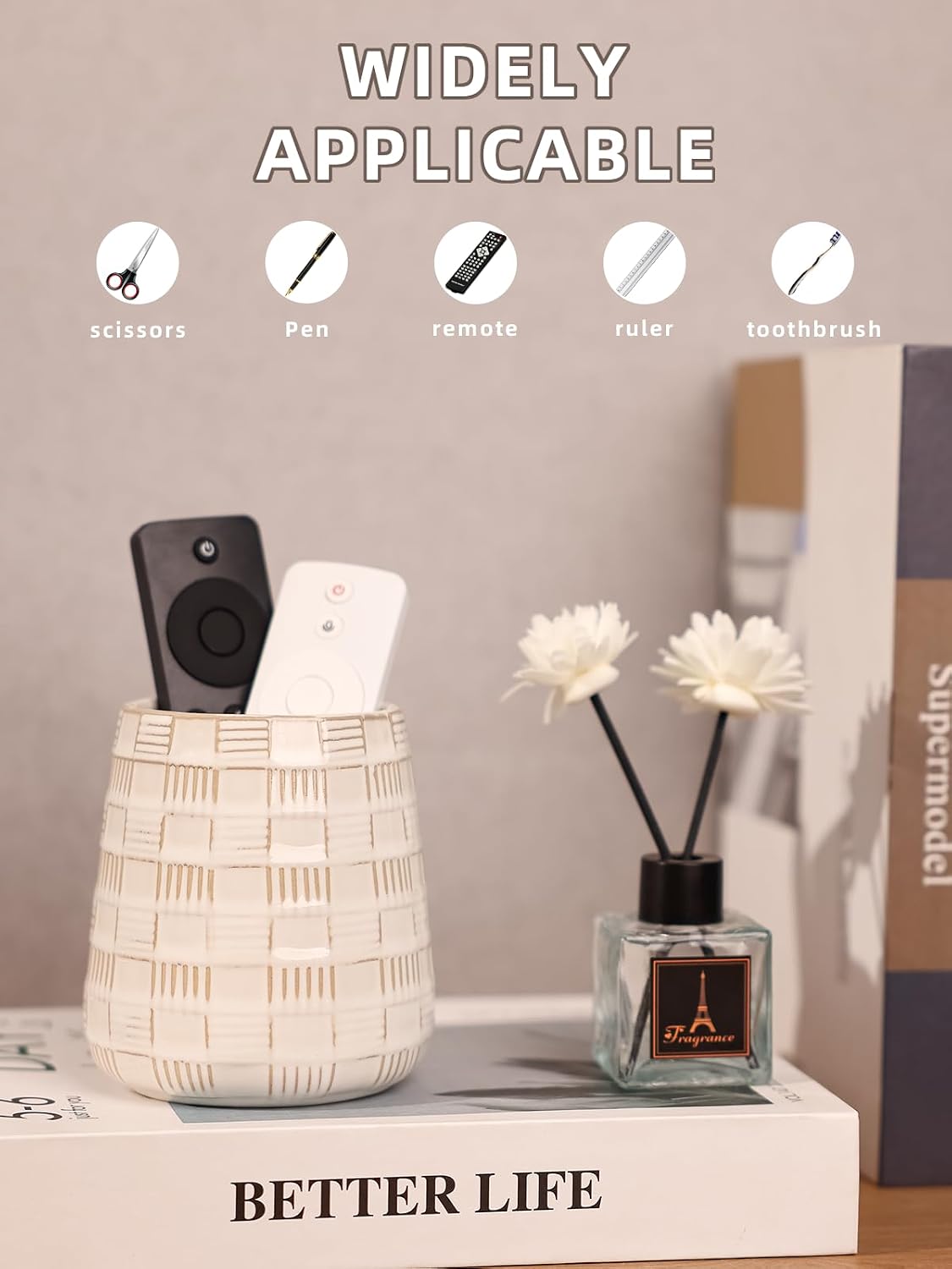 Ceramic TV Remote Control Holder / White
