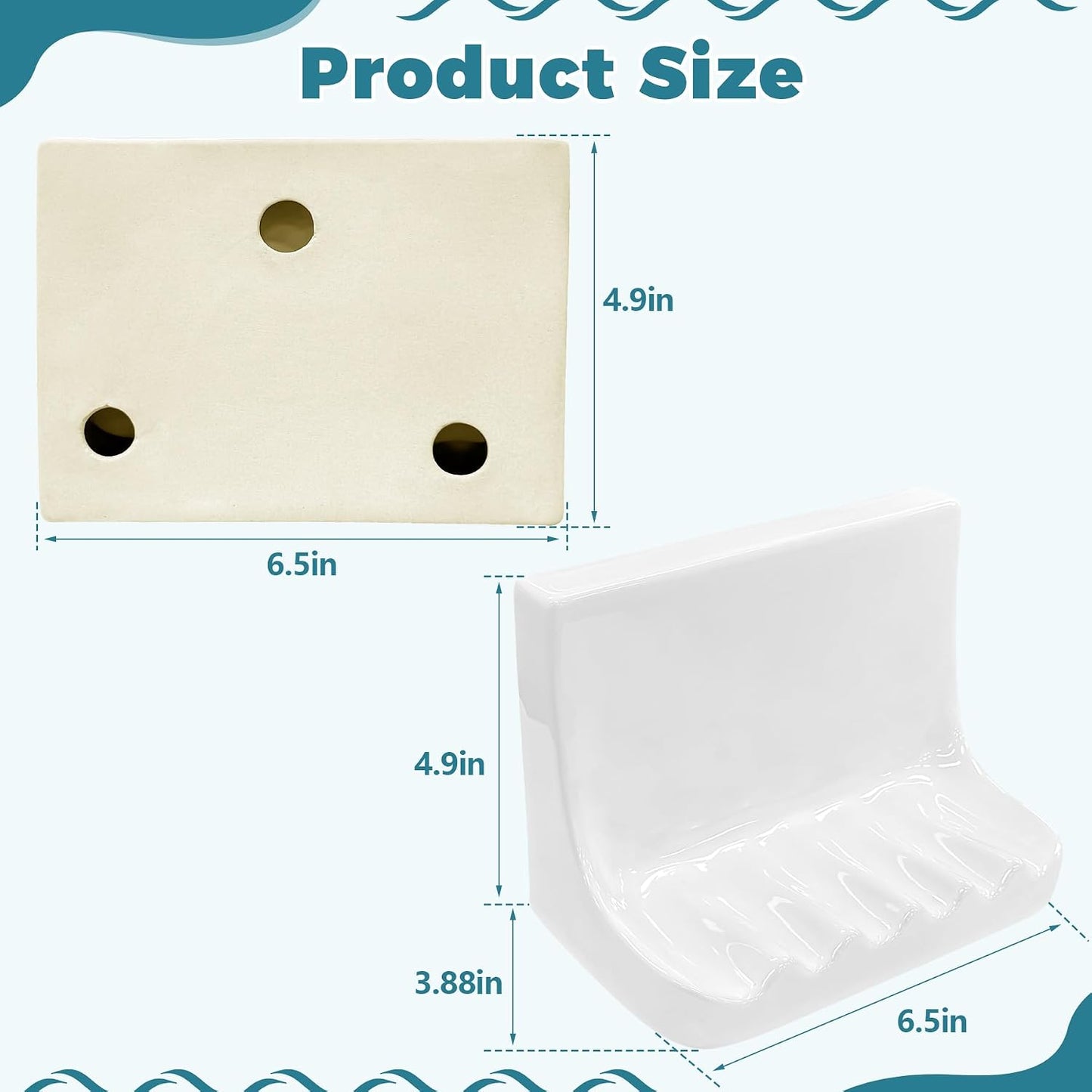 Vintage Wall-Mounted Ceramic Soap Dish for Shower Wall Retro Ceramic Soap Holder Porcelain / White