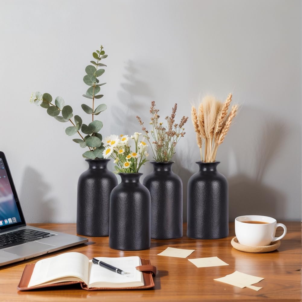 Ceramic Bud Vases for Centerpieces / Black / Set of 12