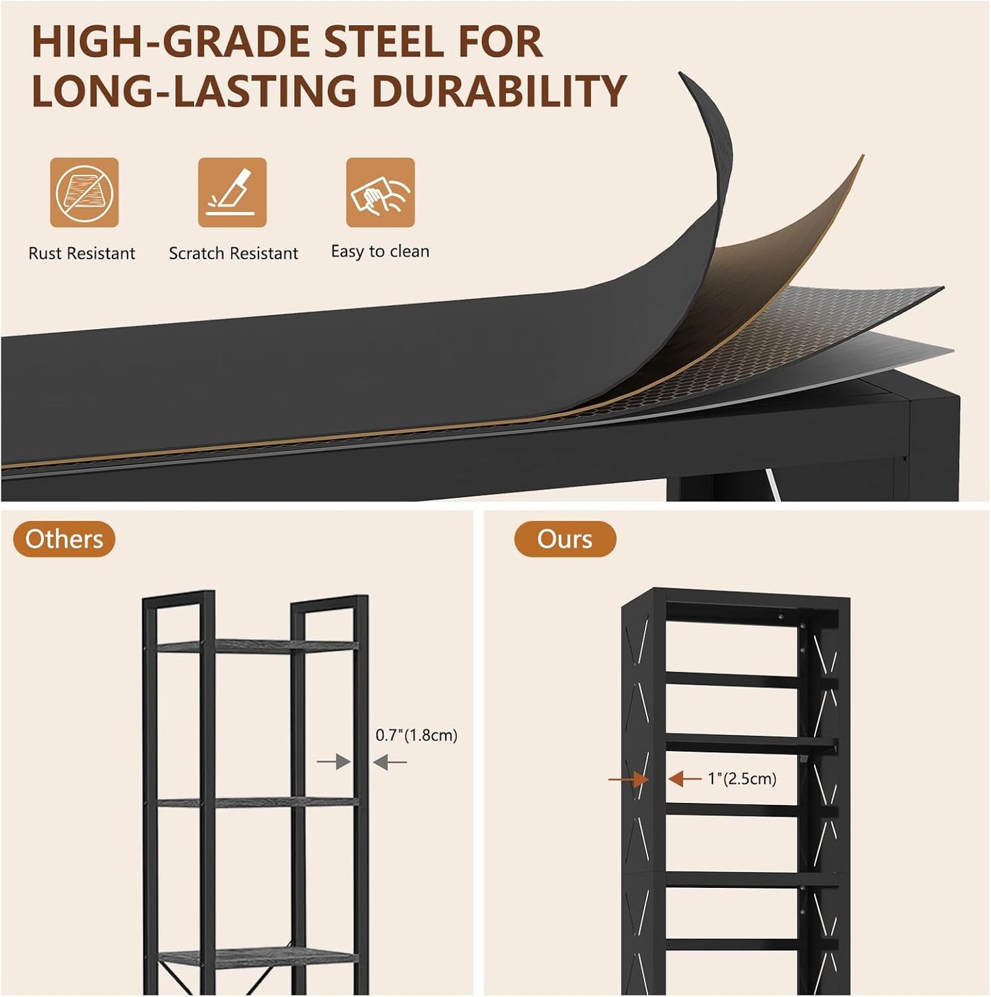 Bookends / Book Shelf / Black / 5 Tier-16" W