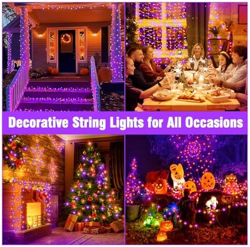Nisocy 100FT Purple and Orange Halloween String Lights