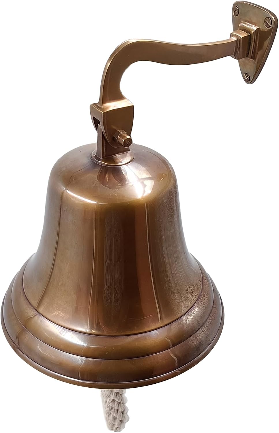 7inch Solid Brass Wall Mounted Ship Hanging Bell Antique Brass Bell for Reception, School, Outdoor,Indoor, Dinner &