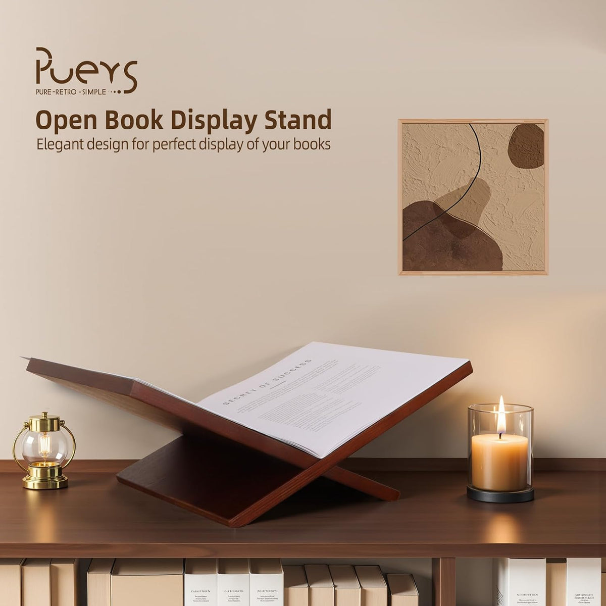 Open Display Stand, Wooden Large Book Holder, Coffee Table Stand | Wood Easel for Magazine, Art, Cook Book, Bible