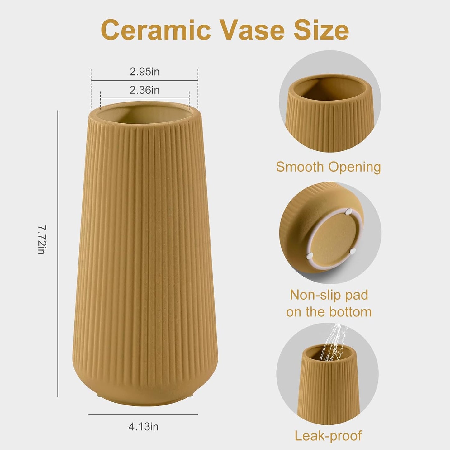 Ceramic Vase / Small Flower Vase for Pampas Grass / Milk Coffee
