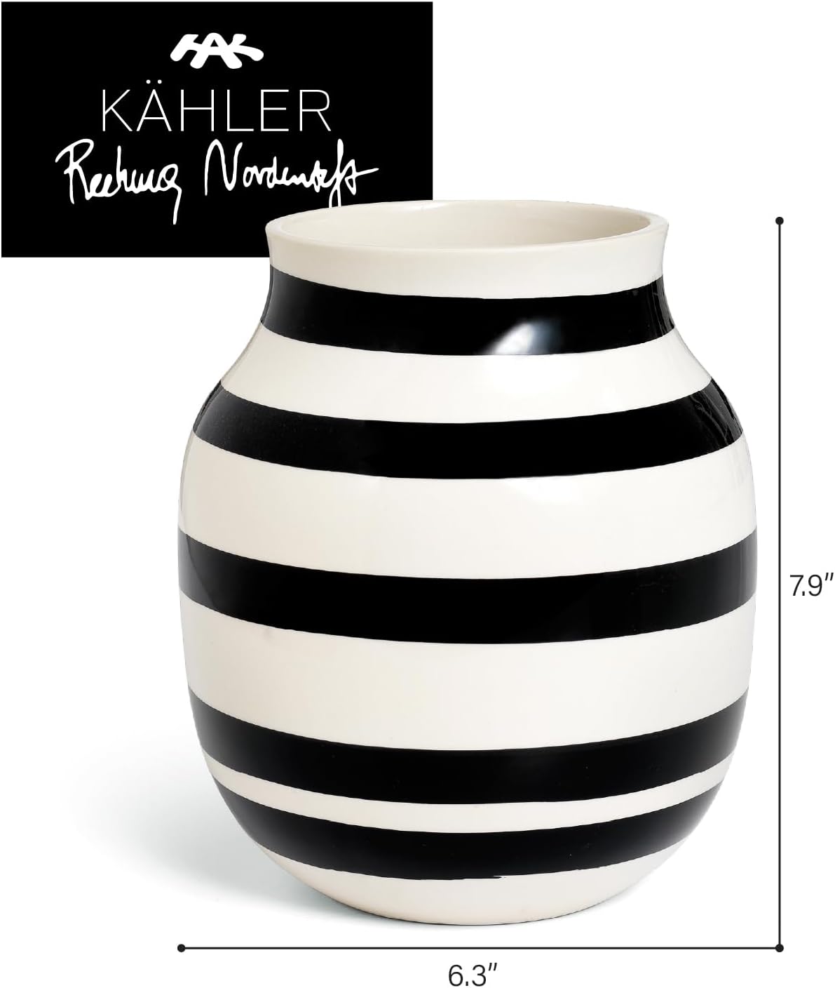 Kahler Omaggio Vase / H20 Cm / Black / 7.9 Inch
