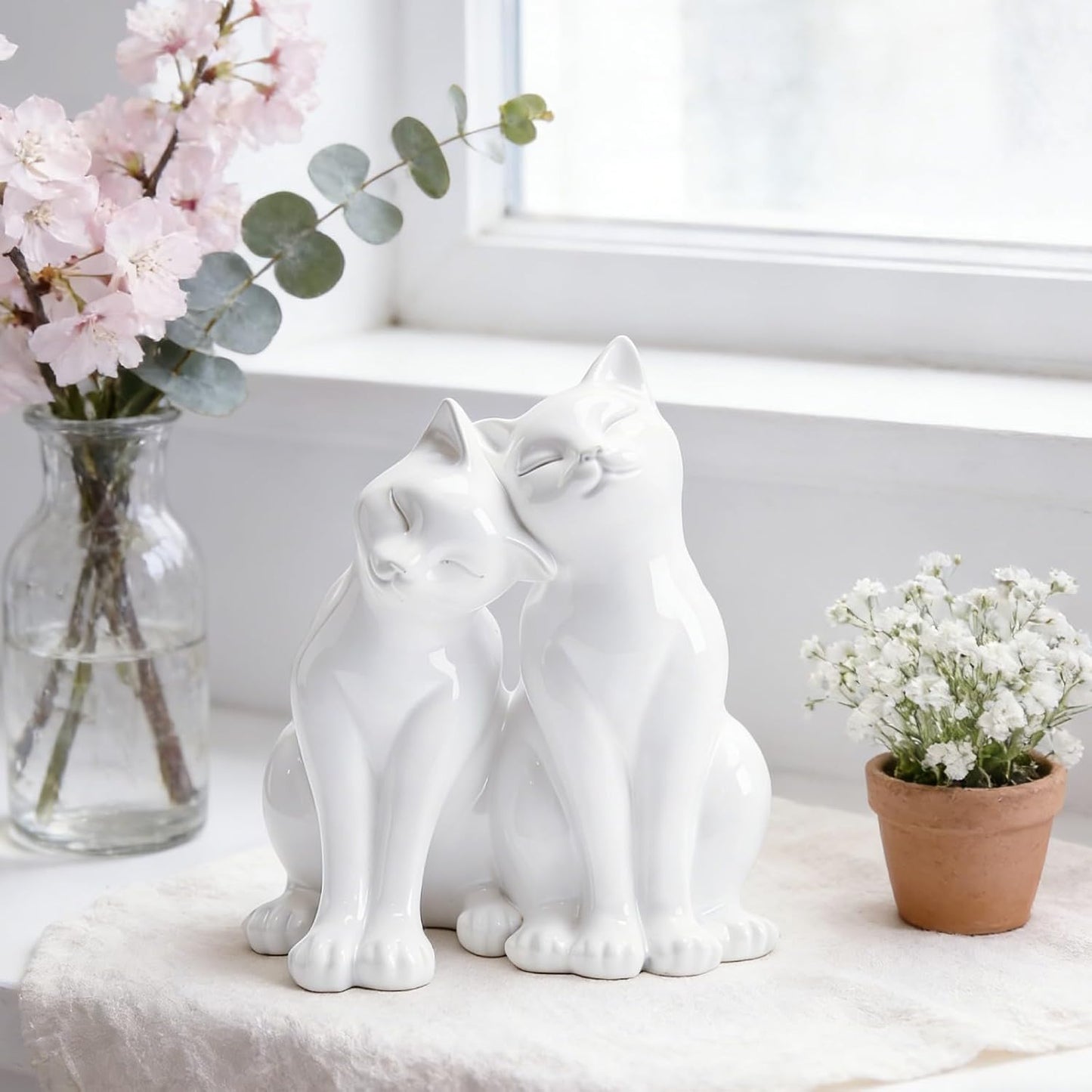 Cat Statues Home Decor Cat-Figurines / Couple Cat / 8.5 x 8 x 10.5