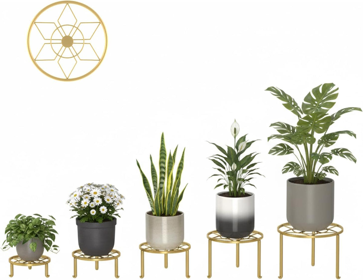 5 Pack Metal Plant Stand, Sturdy Tiered Display Rack for Indoor Outdoor Patio Home Garden