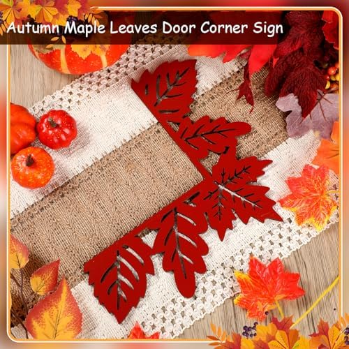 RattanView 3 Pcs Fall Door Corner Decor Pumpkin Maple Leaf Snowflake