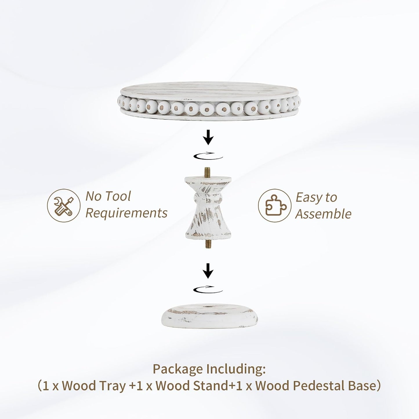 Small Wood Cake Stand / White-7.87 / 8 Inch