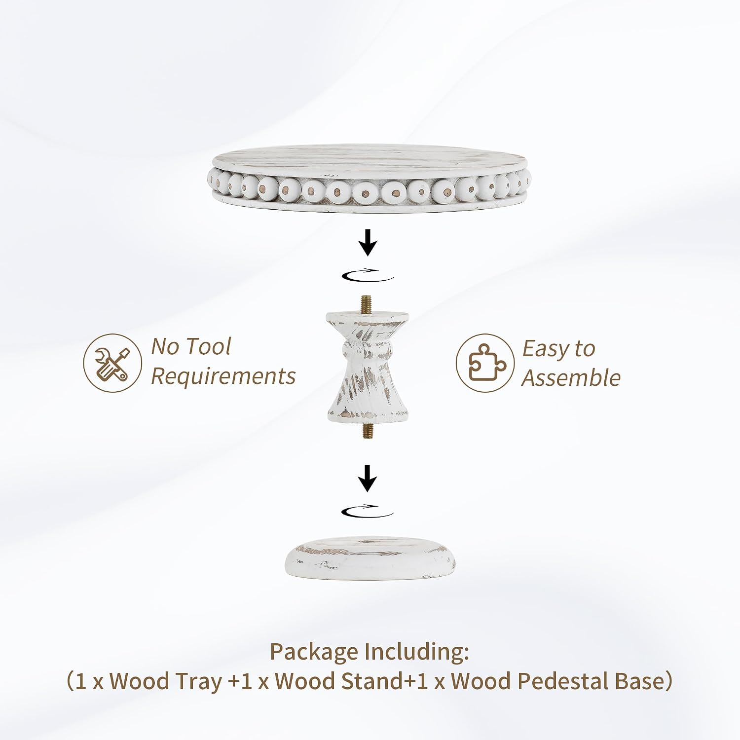Small Wood Cake Stand / White-7.87 / 8 Inch