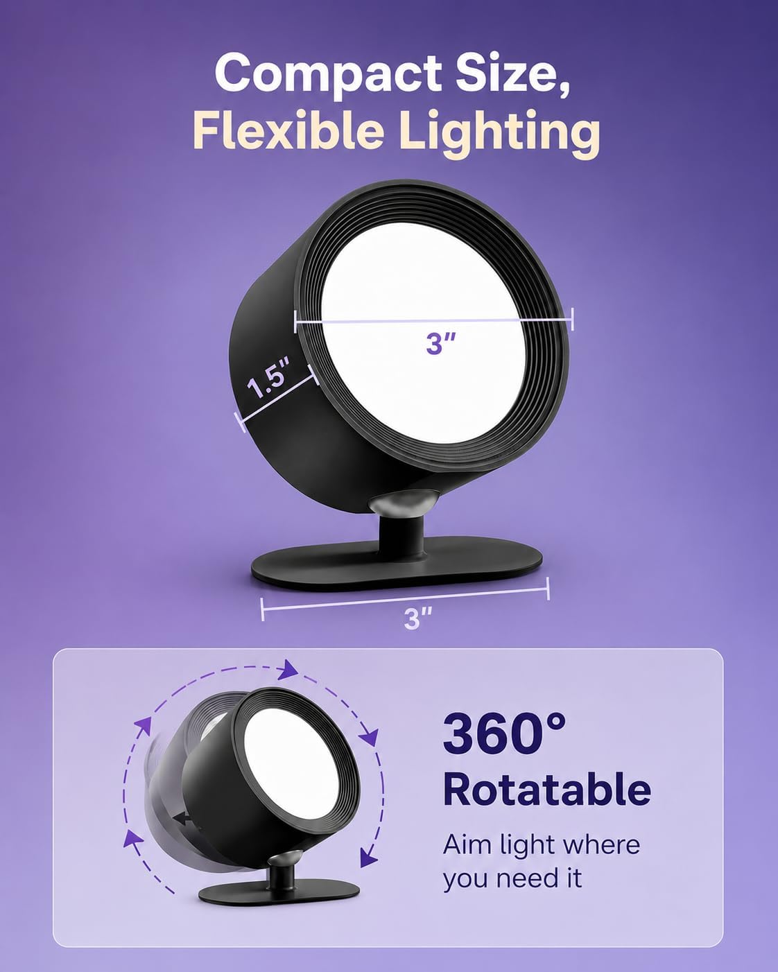 LED Wall Mounted Lights, Rechargeable Wall Sconces, 3 Color Temps, Remote & Touch, 360° Rotating and Dimmable for