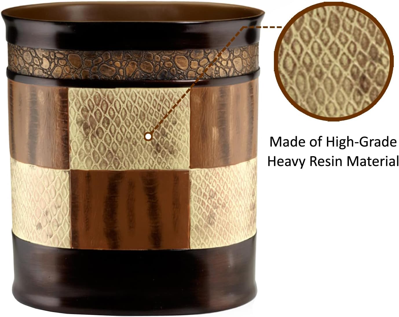 Zahari Home 2pc Zambia Animal Print Bath Accessories Set Waste Basket & Tissue Box Modern Classic Contemporary