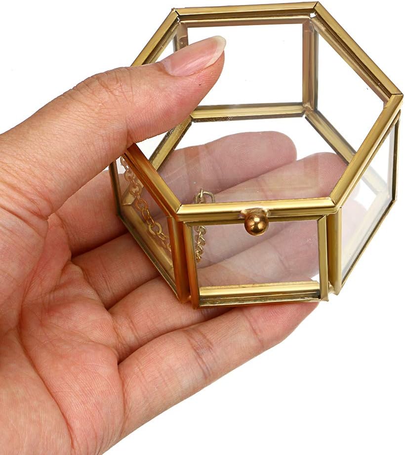 Golden Geometric Jewelry Display Organizer Keepsake Box Case Home Decorative Box / Small / Gold
