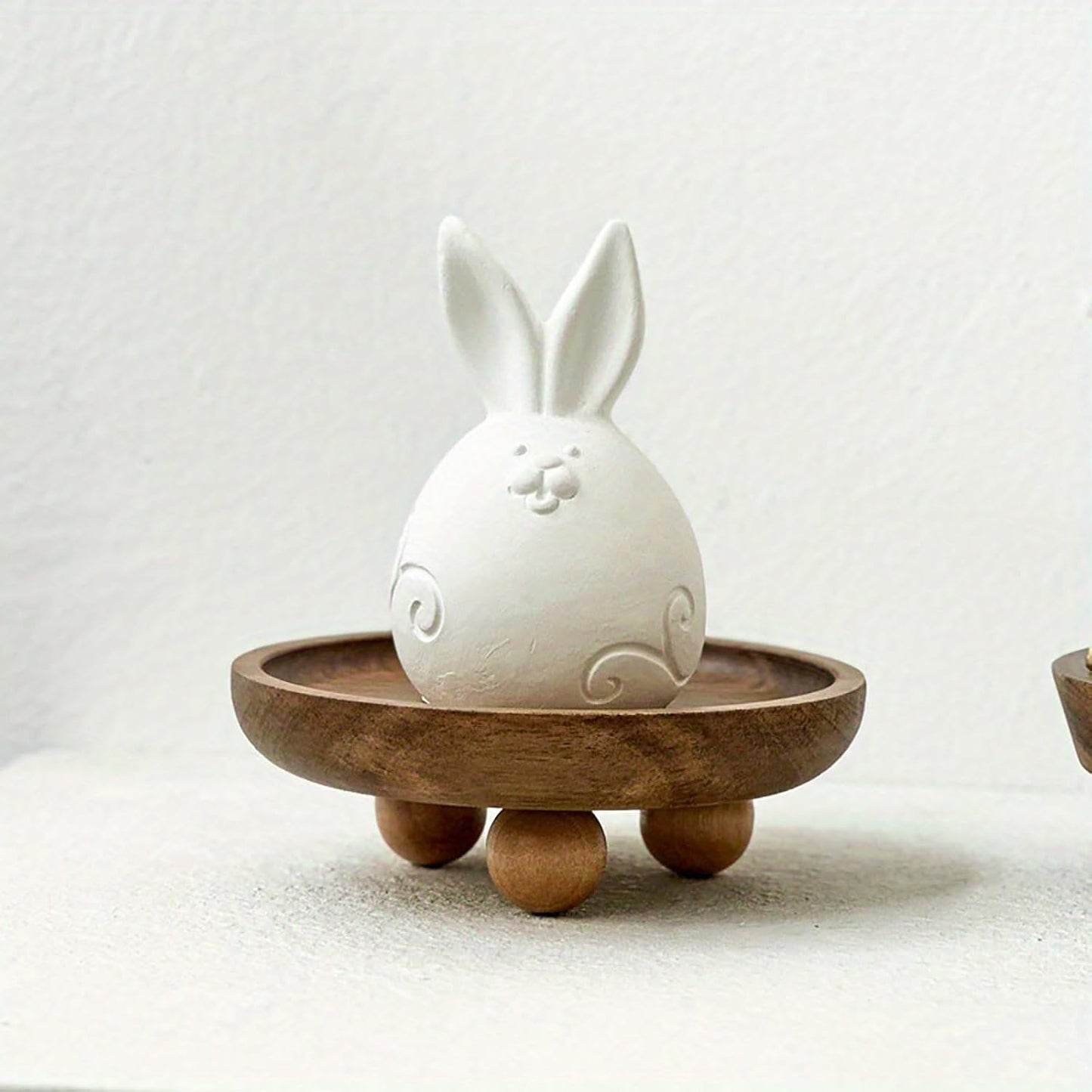Wood Tray / Small Wooden Pedestal Stand Decor Tray / Round / Natural