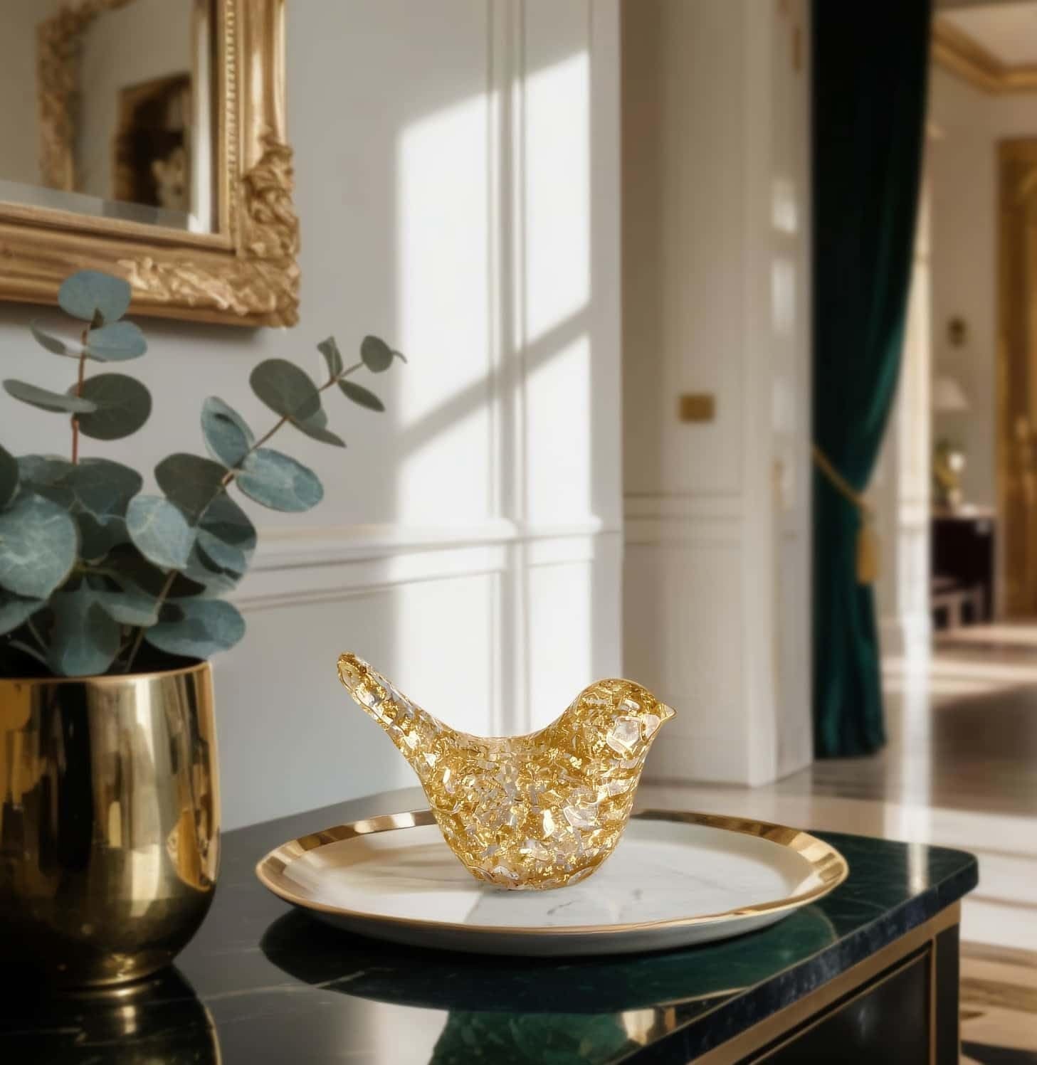 Goldfoil Glitter Bird Figurines Staue Minimalist Home Decor Accents / Gold Glitter