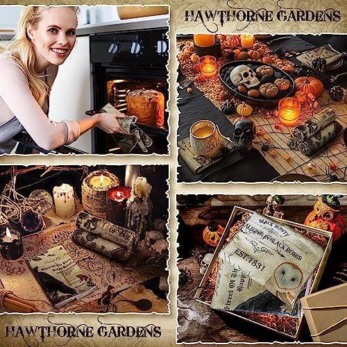 Ganeen 6 Pcs Halloween Kitchen Hand Towels Classic Gothic Vintage