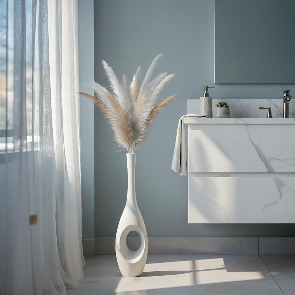 Modern Tall Decorative Vases / White / 23.6in