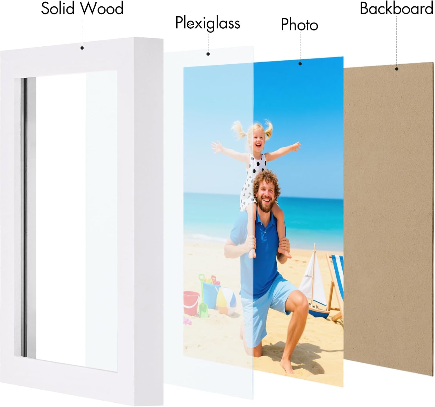 Wooden Photo Frame / White / 5 x 7