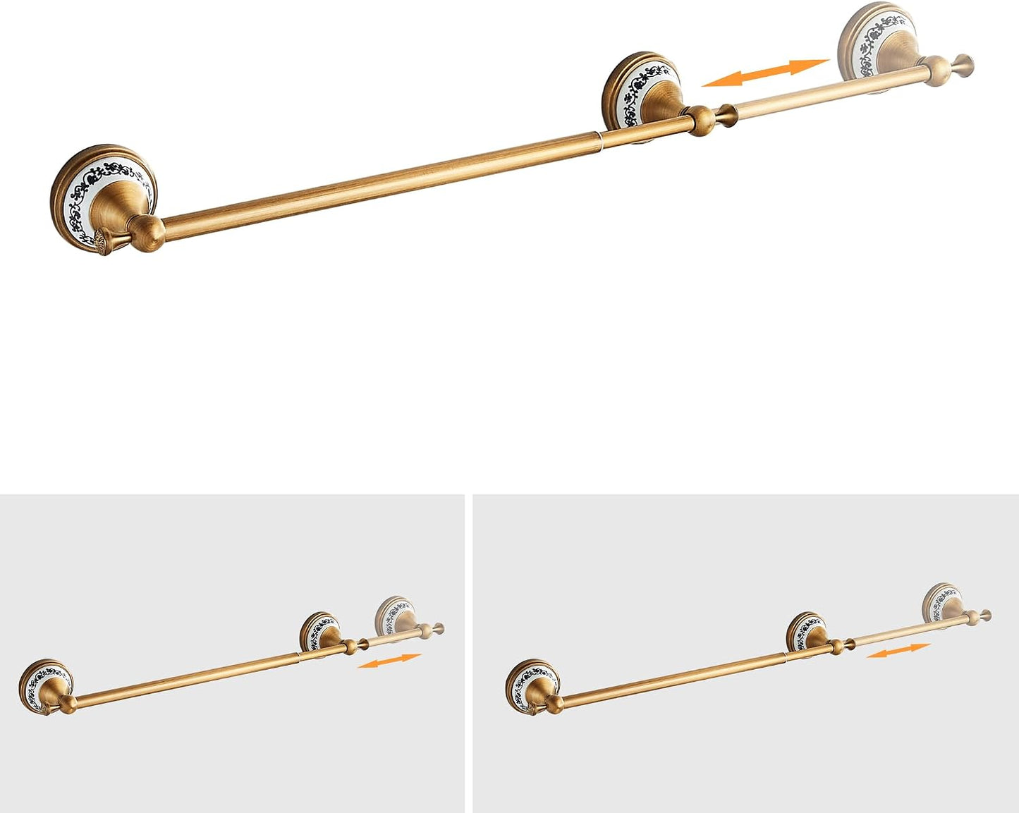 Antique Bronze Brass Towel Bar,Adjustable 15.5 to 27.5 Inch Bath Towel Bar Rack for Bathroom Towel Holder, Wall Mounted