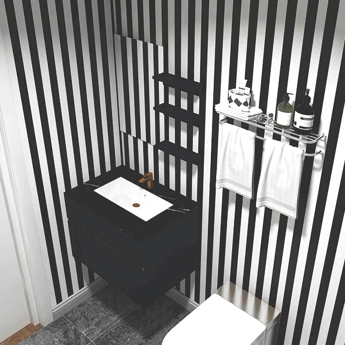 Qianglive17. " Black and White Peel and Stick Wallpaper / Black/white Striped / Striped / 17.3 x 200