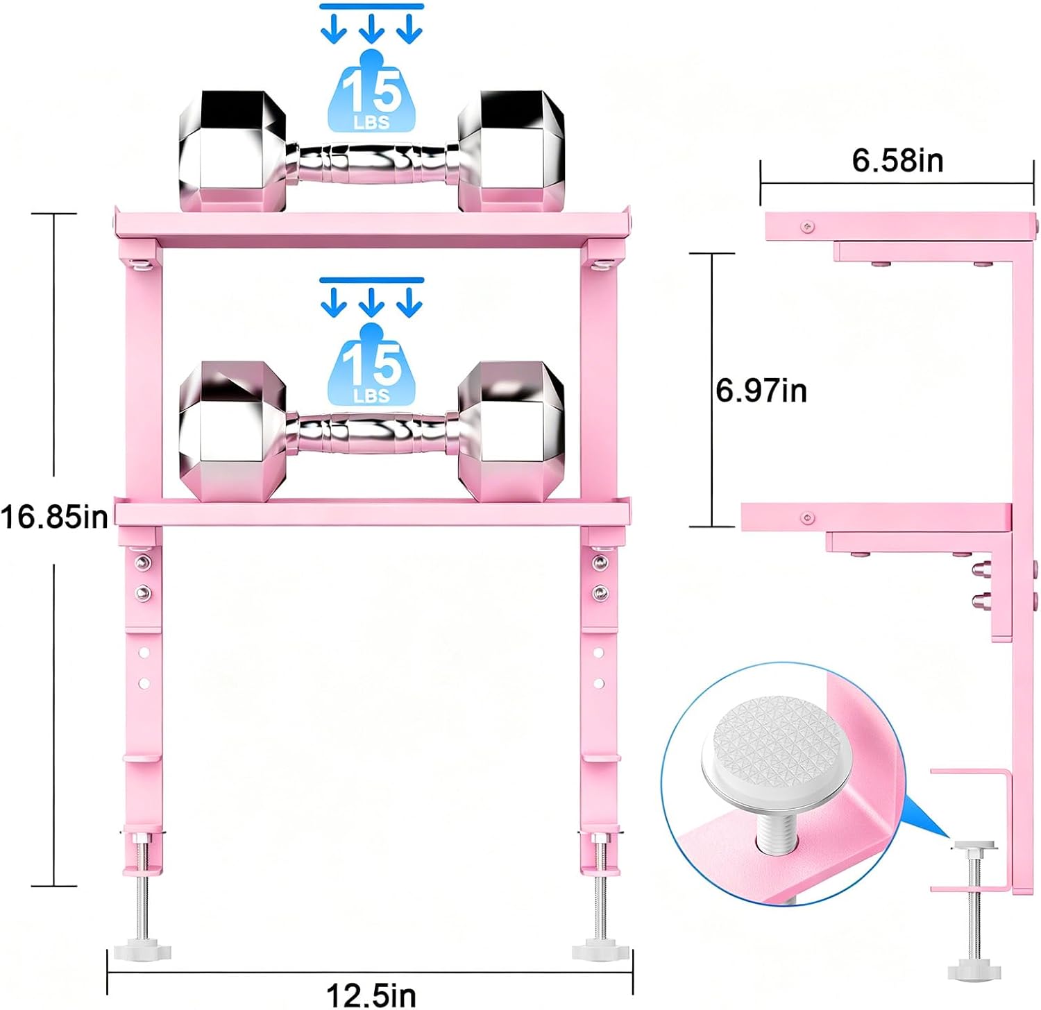 2-Tier Desk Shelf | Desk Organization Expandable Clamp on Desk Shelf Desktop Accessories for Offices and Game Rooms
