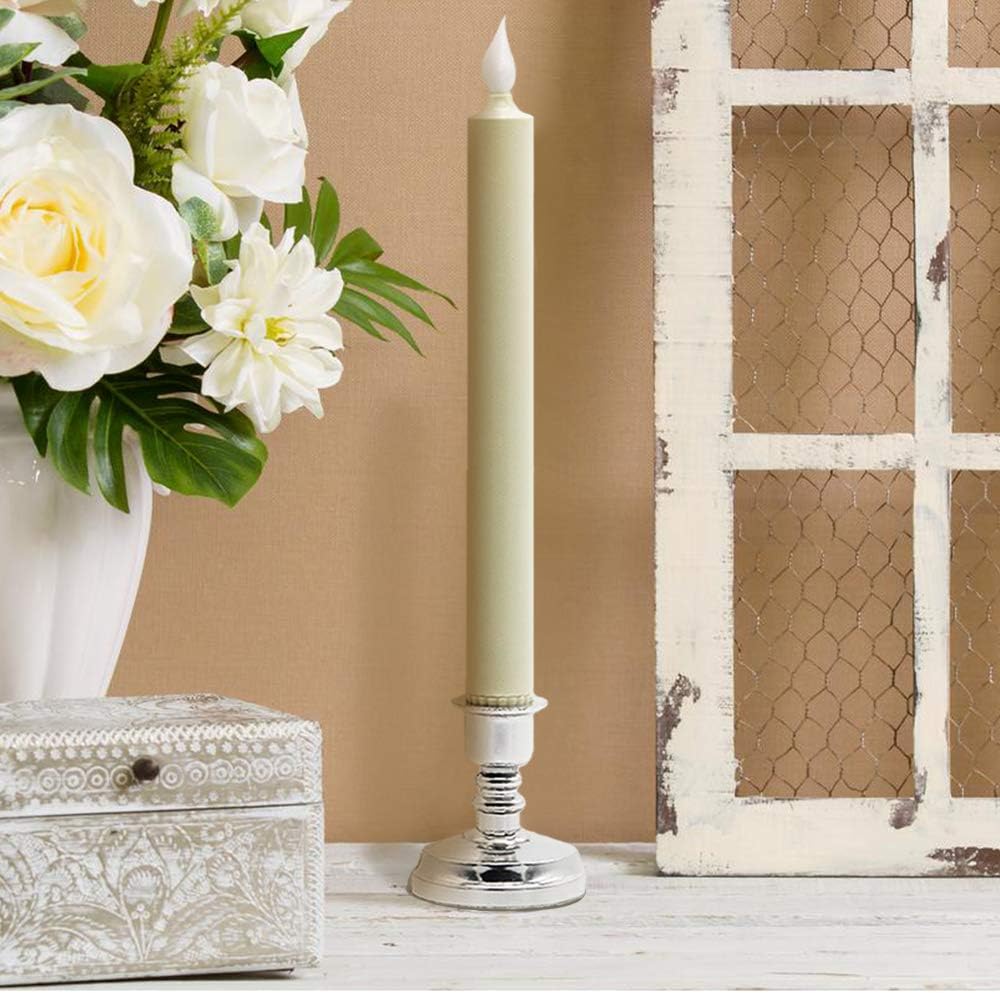 6 Pack Flameless Window Candles Battery Operated with Remote Timer | LED Taper Candle with Silver Holders, Suction Cups