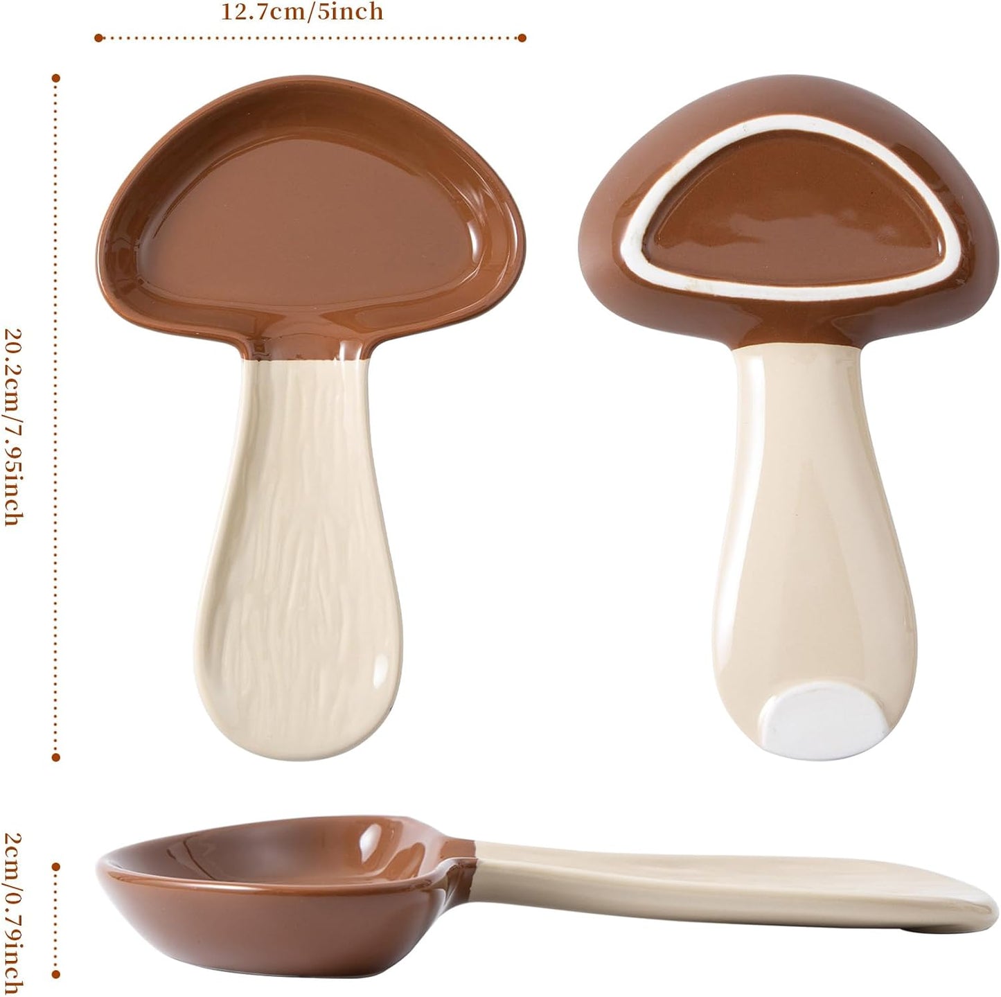 Ceramic Spoon Holder for Stove Top / Brown Mushroom