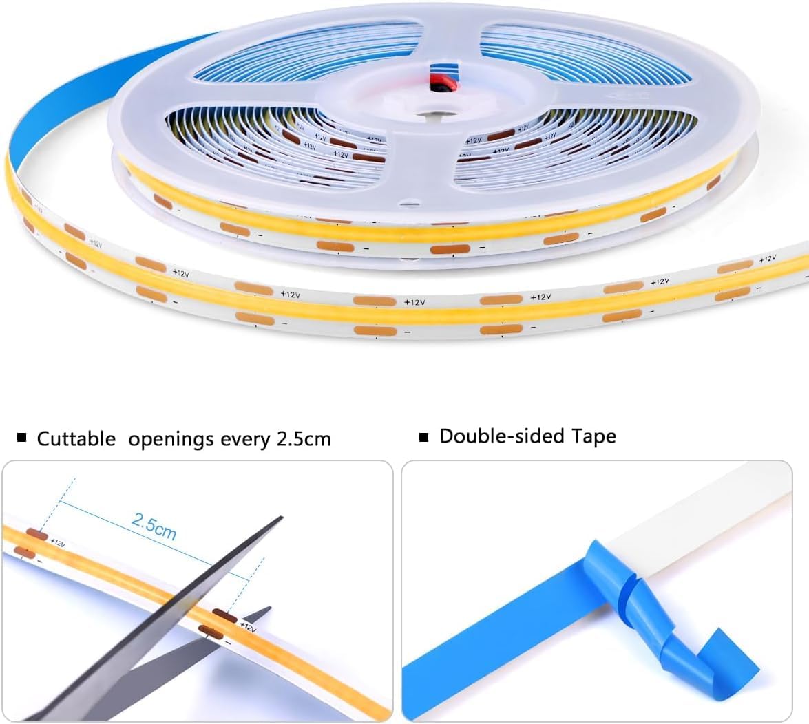 Cabinet Light COB LED Strip Lights 6-in-1 Dimmable Touch Control | for Display Cabinets, Wardrobes, Kitchen, Wine