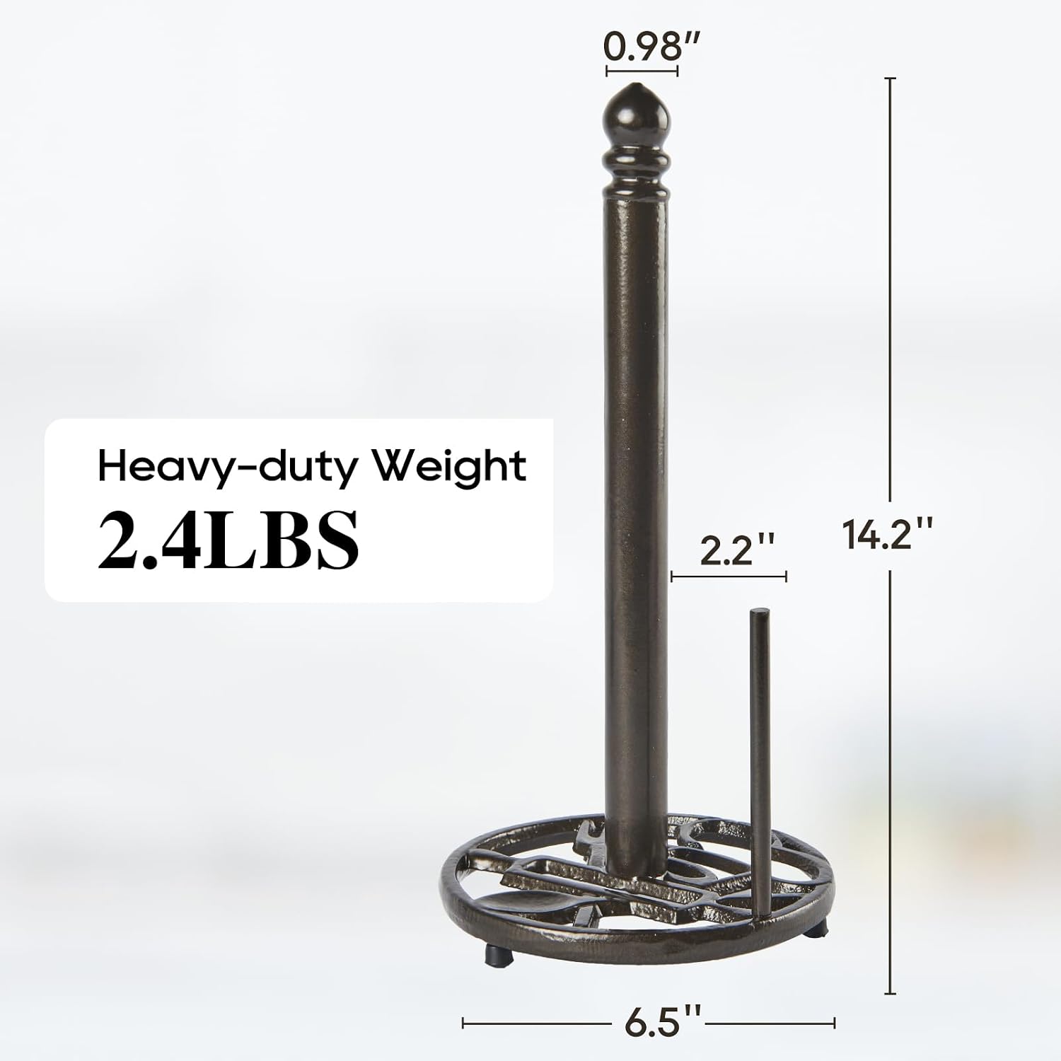 JOGREFUL Cast Iron Paper Towel Holder, Kitchen Countertop Stand Latte Gold | Weighted-Base Vintage Stand, Bathroom