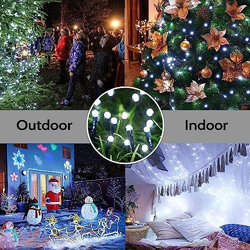 Joomer Solar Christmas Lights Outdoor, 105FT 300LED 8 Modes, White
