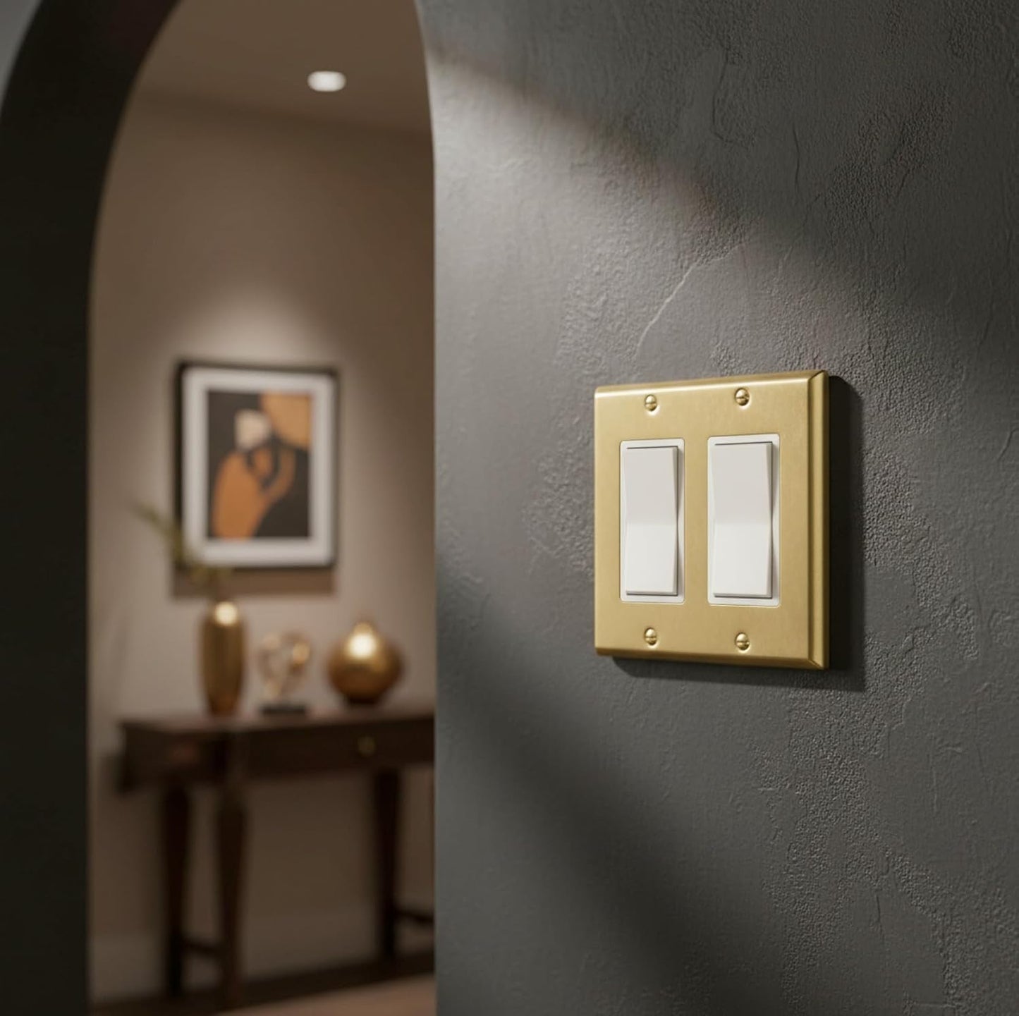 Rio Salto BRASS Signature Collection Brushed Brass Gold Metal Outlet Cover, Decorative Light Switch Cover Plate Wall