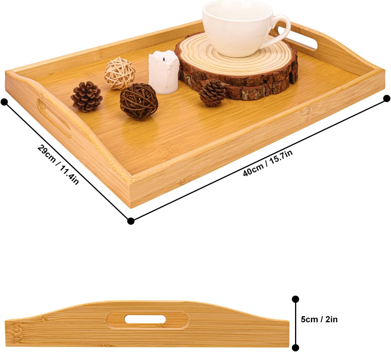 Wooden Serving Trays / 16 x 11.6 / Set of 3