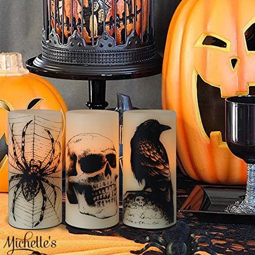 Wondise Halloween Flickering Flameless Candles with 6H Timer