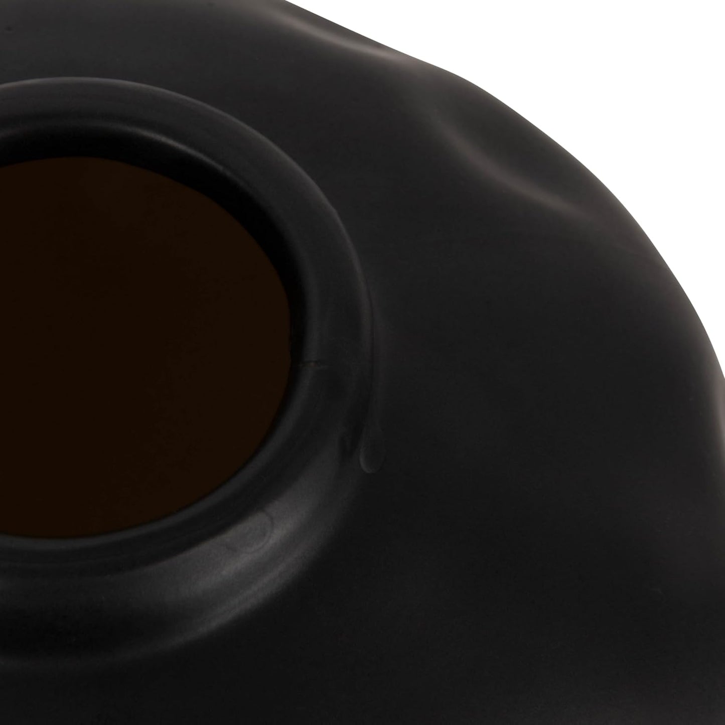 Pinched Organic Shape Terracotta Vase / Black / 6.75 Inches L x 6.25 Inches W x 5.5 Inches H