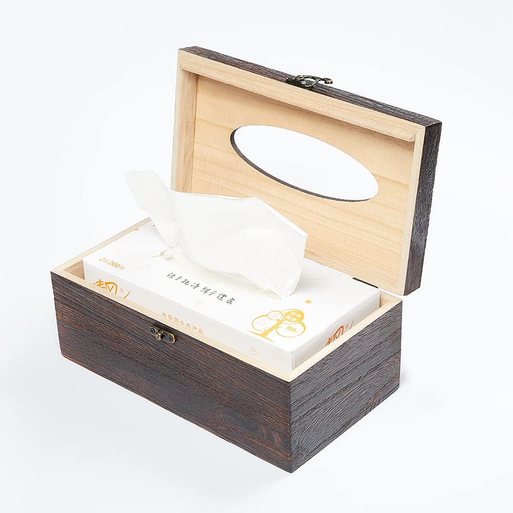 Rectangular Tissue Box Cover Decorative Wood Facial Tissue Holder