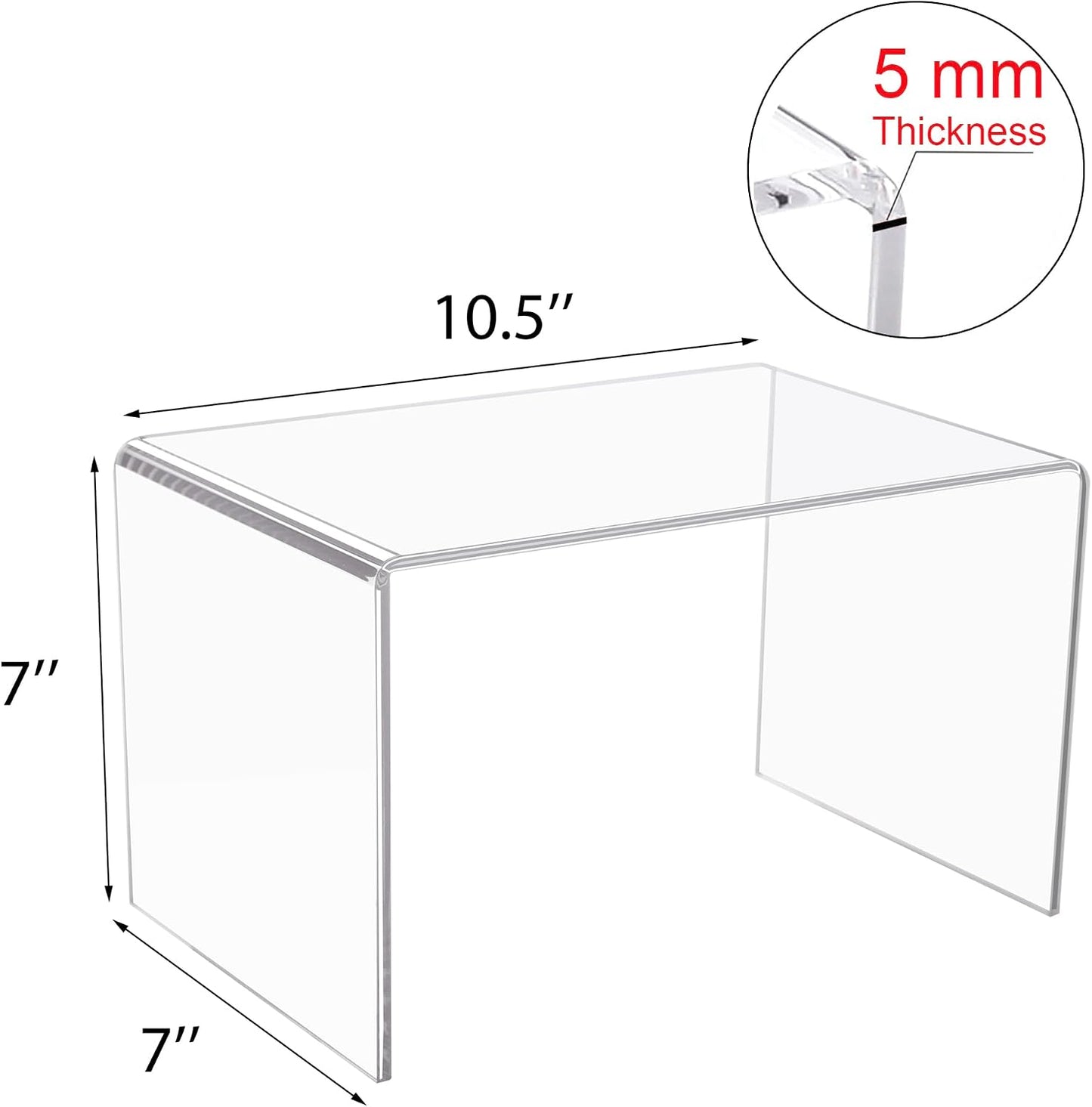 1-Piece 5MM Thickness Strong Acrylic Rectangular Riser for Retail / Clear