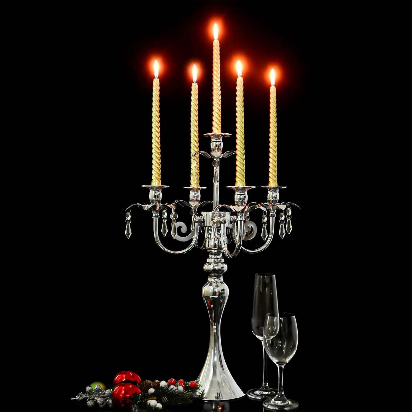 20.3'' Tall 5 Arm Candle Holder Centerpiece for Table, Metal Candelabra Candle Holder, Retro Candlestick Table