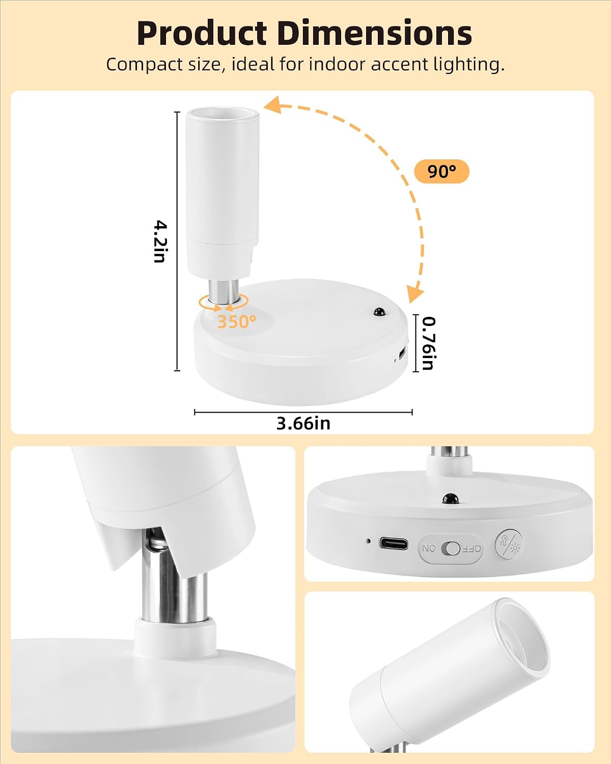 EZVALO Spot Lights Indoor, 5500mAh Rechargeable Picture Lights with Remote, Wireless Mini Art Accent Spotlights with