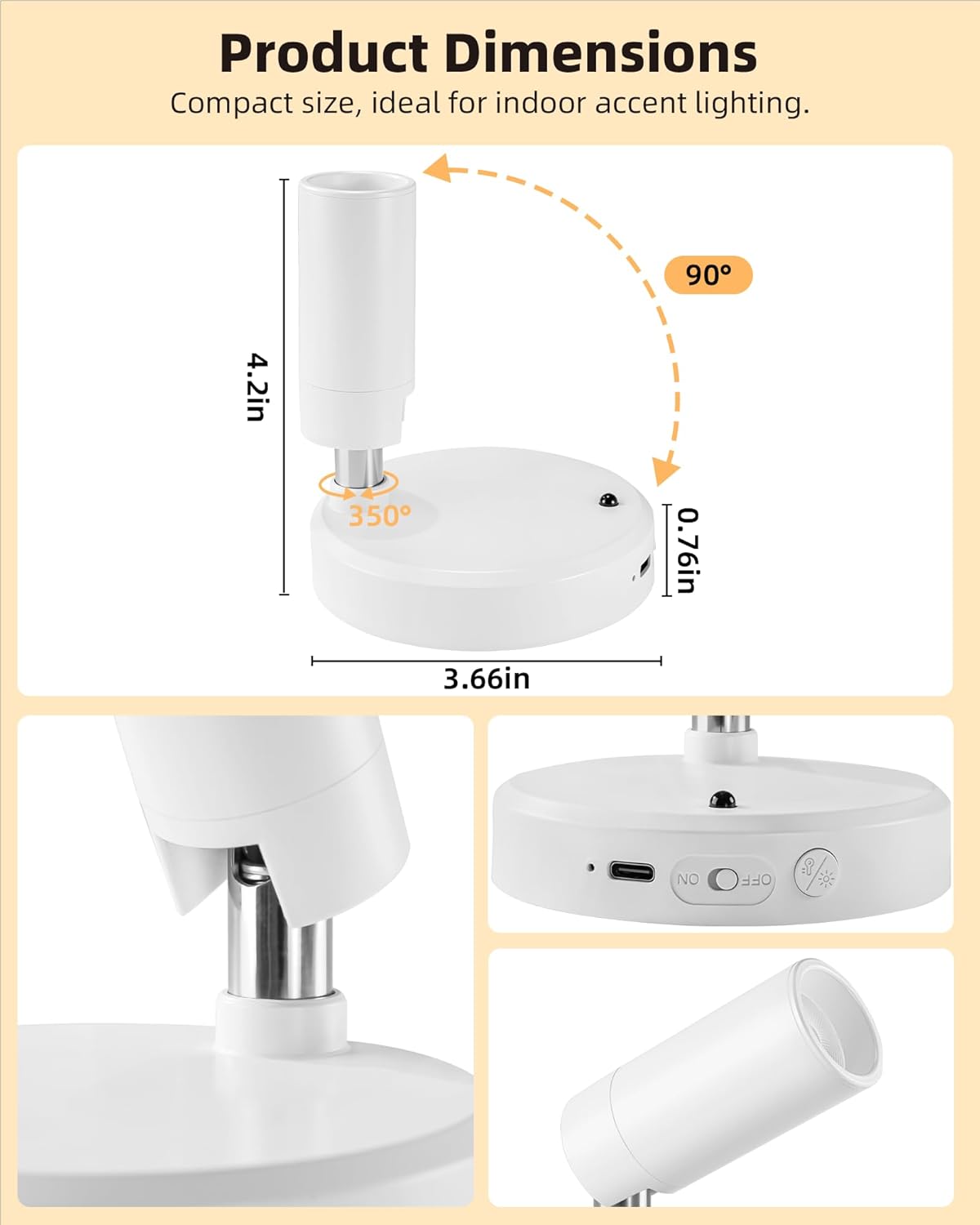 EZVALO Spot Lights Indoor, 5500mAh Rechargeable Plant Spotlights with Remote, Wireless Mini Art Accent Light with Timer